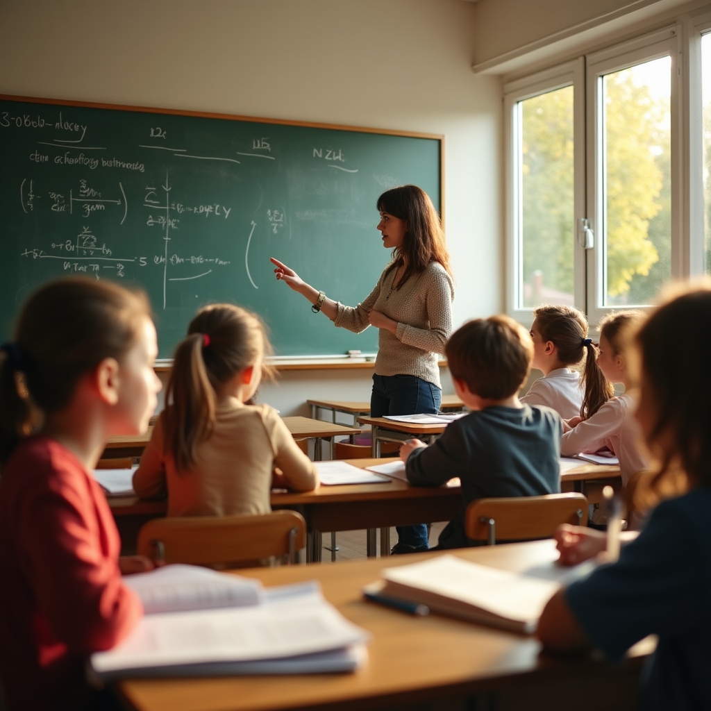 Schüler in einem deutschen Klassenzimmer, die keine Unterlagen zu Finanzen haben